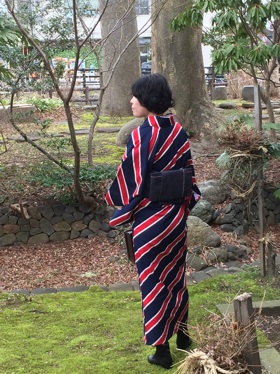 型染め】カーナビーズ 綿麻紅梅 – mono-kimono - 紺仁