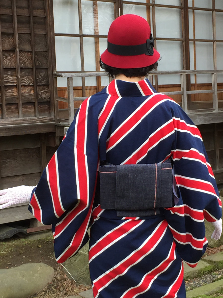 型染め】カーナビーズ 綿麻紅梅 – mono-kimono - 紺仁