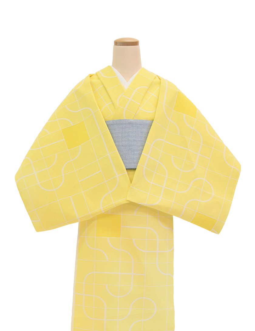 型染め】チクタクレモン 綿麻紅梅 – mono-kimono - 紺仁 型染め】チクタクレモン 綿麻紅梅 – mono-kimono - 紺仁